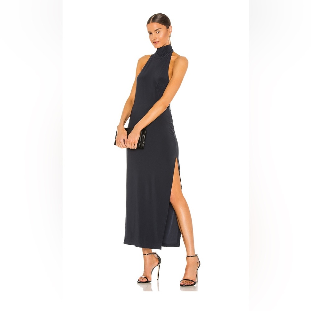 Norma Kamali halter dress in pewter